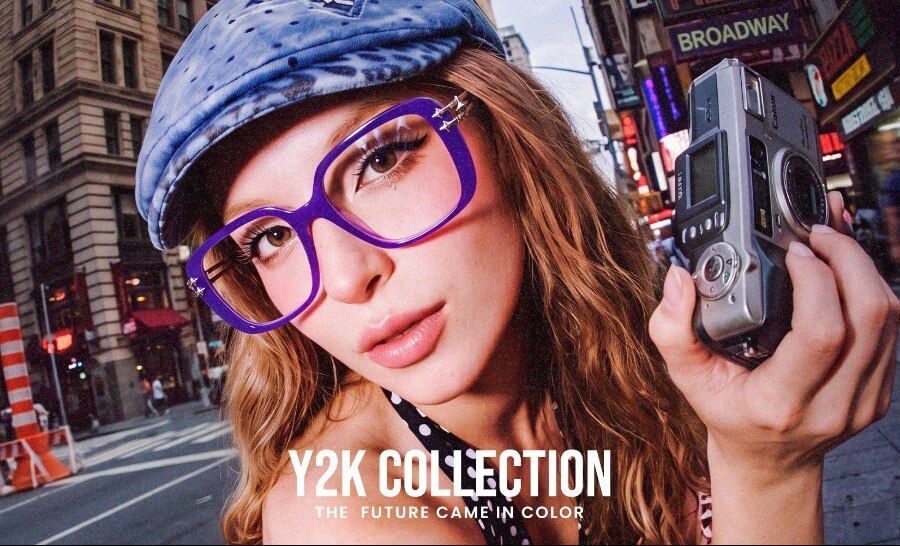 Vooglam latest Y2K Collection: wearable 2000s fashion glasses with bright frames for everyday with 20+ rx lens colors supported