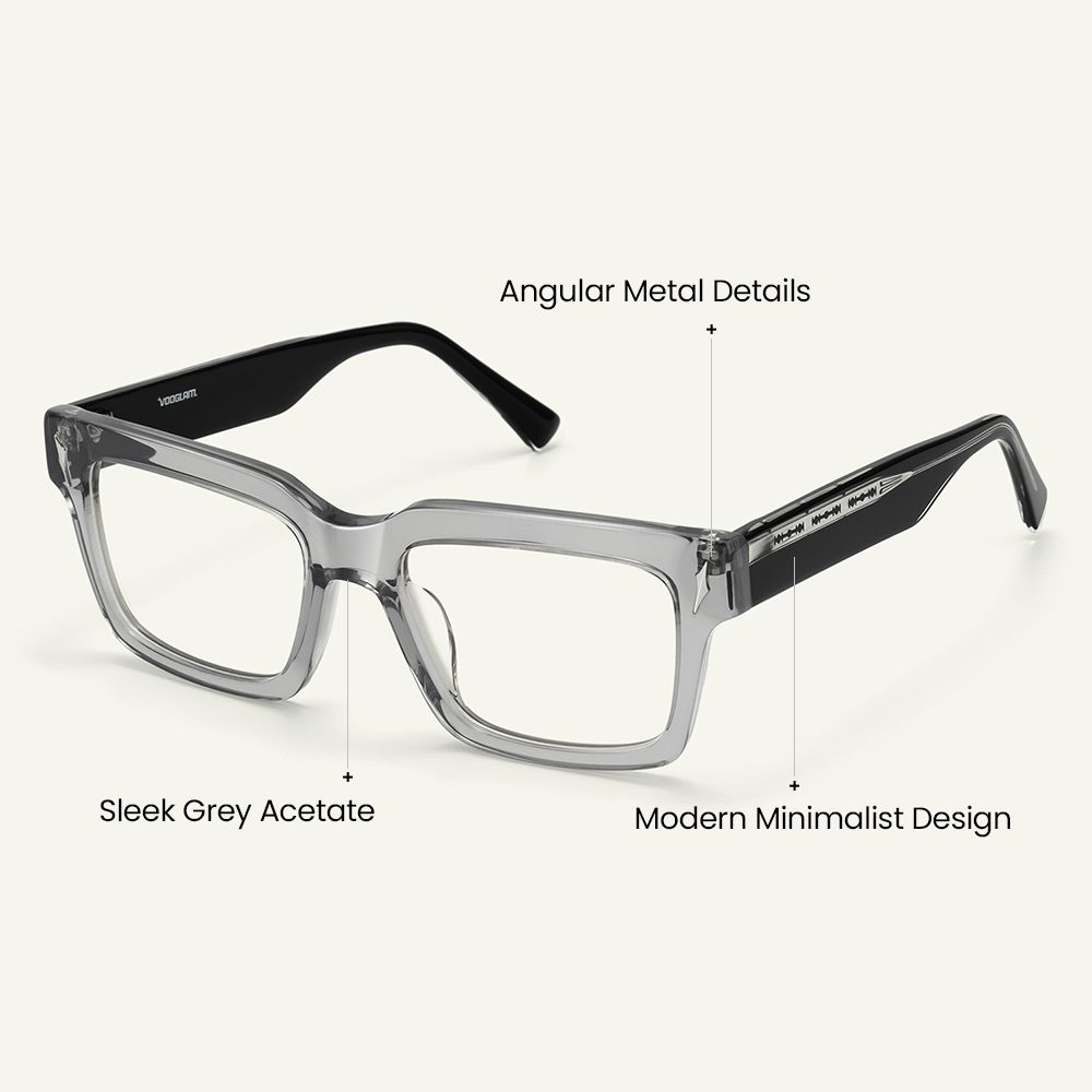 Razor - Rectangle Silver Eyeglasses craft details
