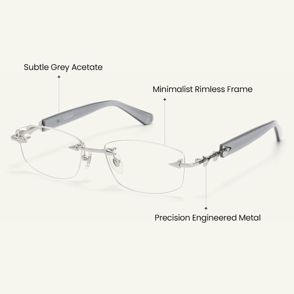 Fracture - Rectangle Gray Eyeglasses craft details
