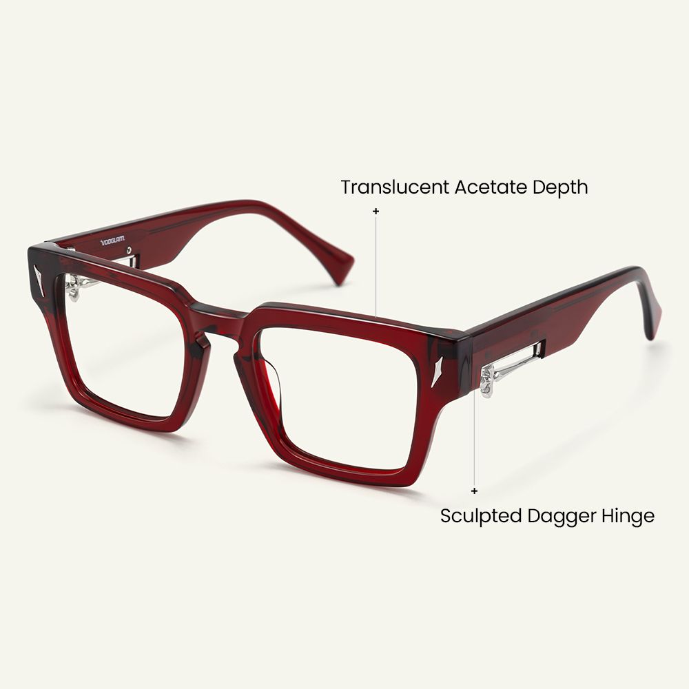 Stiletto - Rectangle Red Eyeglasses craft details