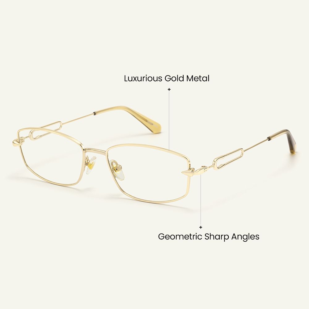 Bladework - Rectangle Gold Eyeglasses craft details