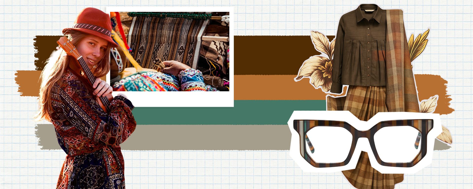 boho styling involves layering various textures and patterns