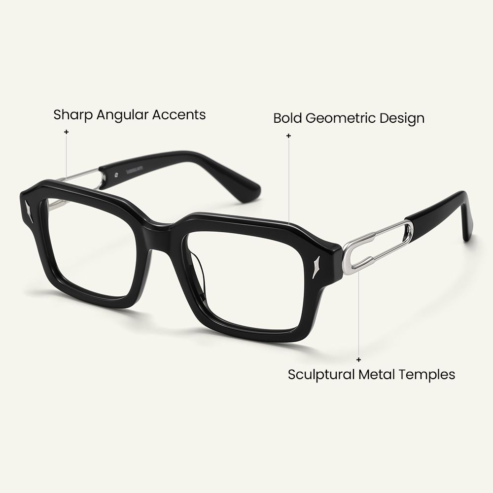 Blindspot - Square Black Eyeglasses craft details