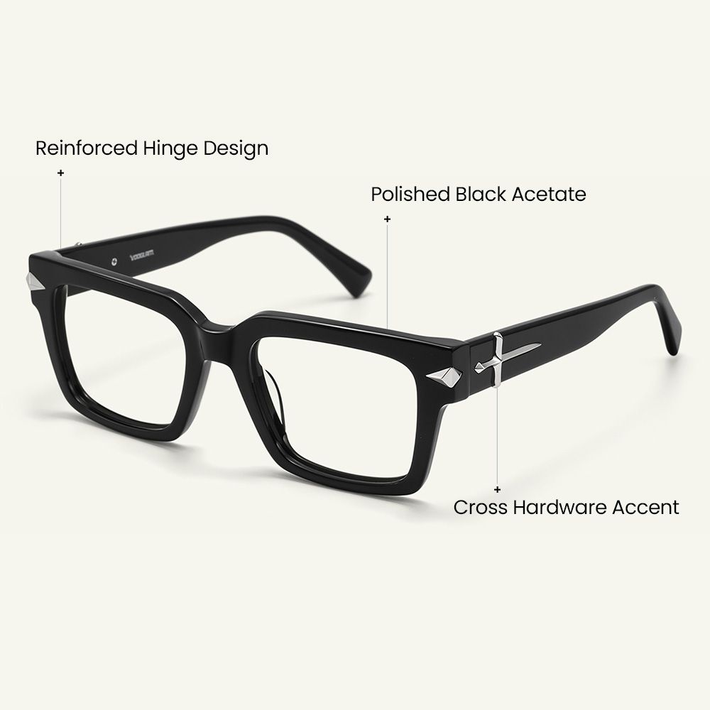 Covenant - Rectangle Black Eyeglasses craft details