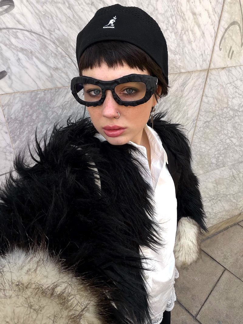 Vooglam designer glasses in real world: @loznevaya street smart outfit with unique vooglam x tombogo glassesr