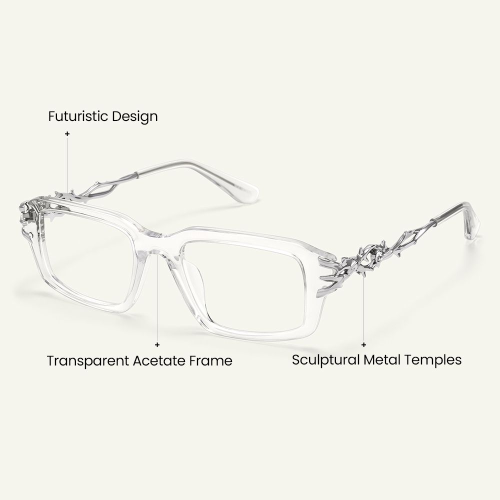 Vorpal - Rectangle Silver Eyeglasses craft details
