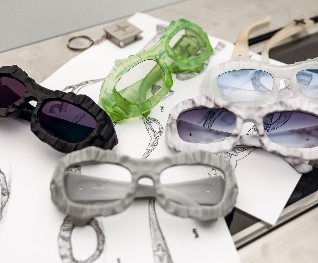 Tombogo x Vooglam Vision Tools Hypothesis eyewear design sketches and frame collection