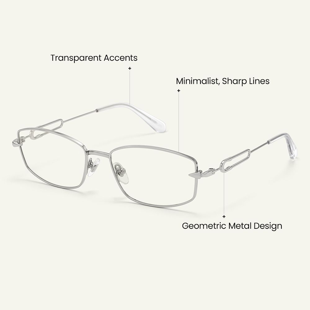 Bladework - Rectangle Silver Eyeglasses craft details