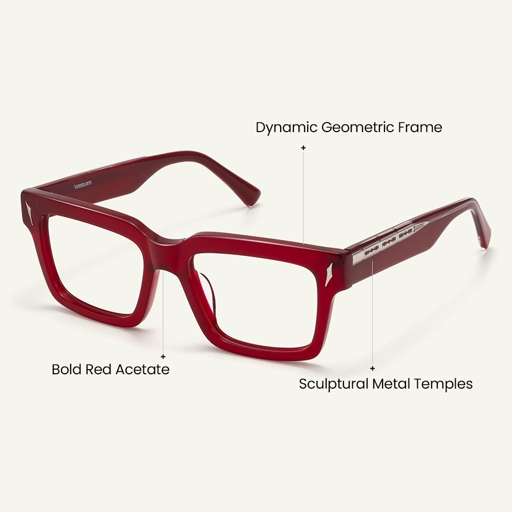 Razor - Rectangle Red Eyeglasses craft details