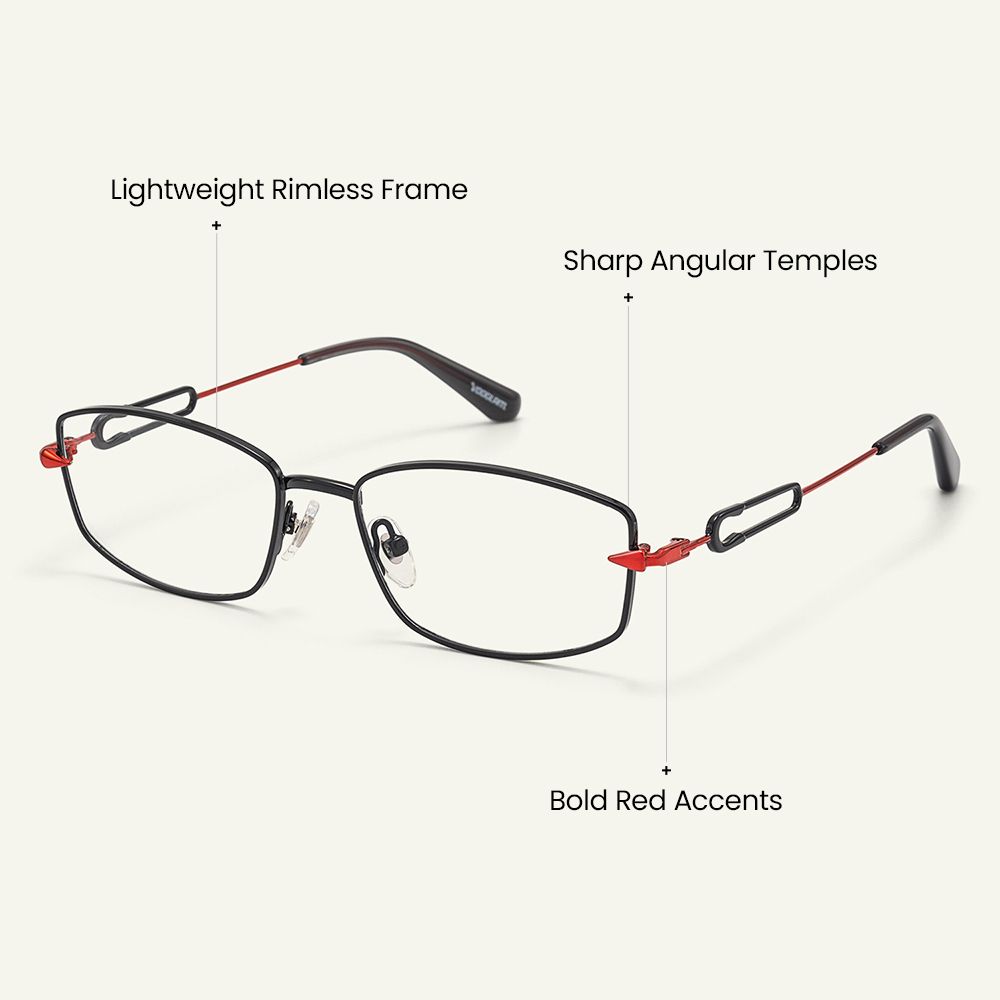 Bladework - Rectangle Black Eyeglasses craft details