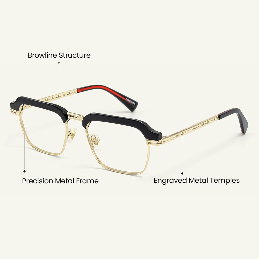 Archive - Rectangle Black Eyeglasses craft details