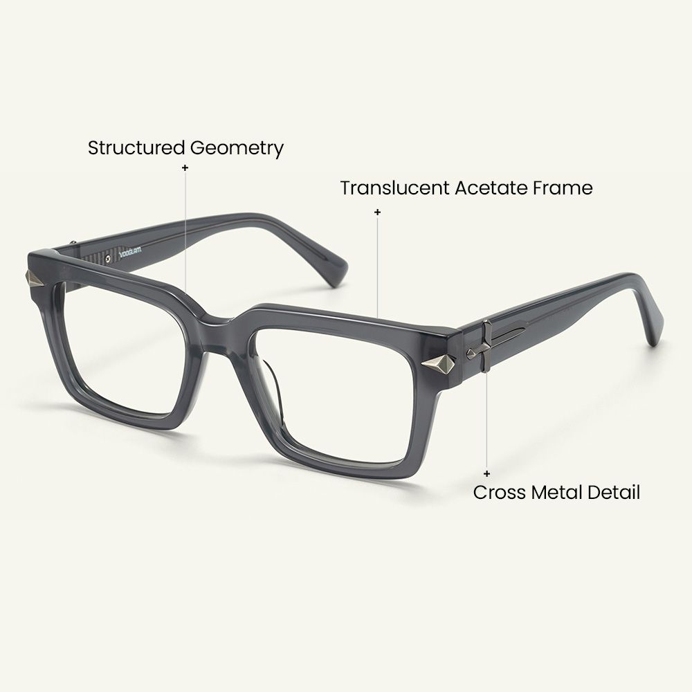 Covenant - Rectangle Gray Eyeglasses craft details