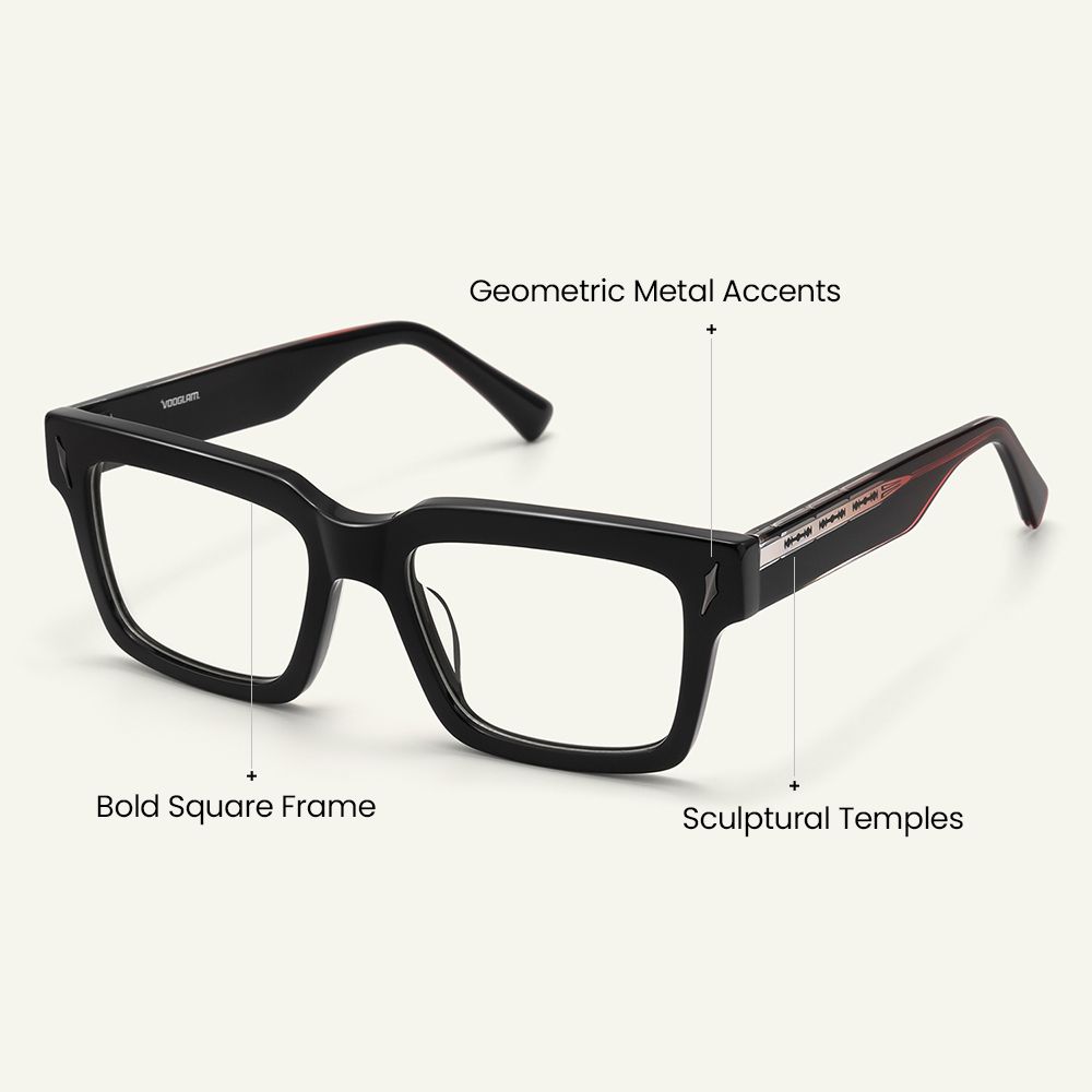 Razor - Rectangle Black Eyeglasses craft details