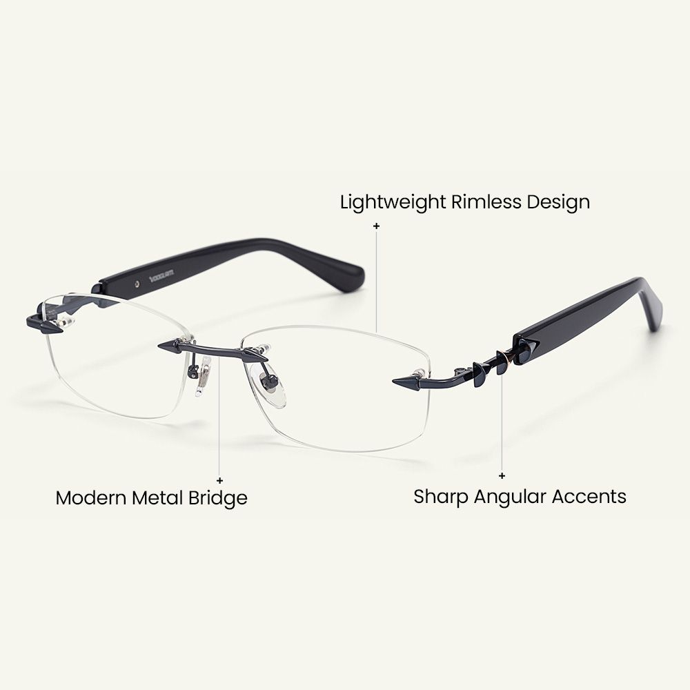 Fracture - Rectangle Black Eyeglasses craft details