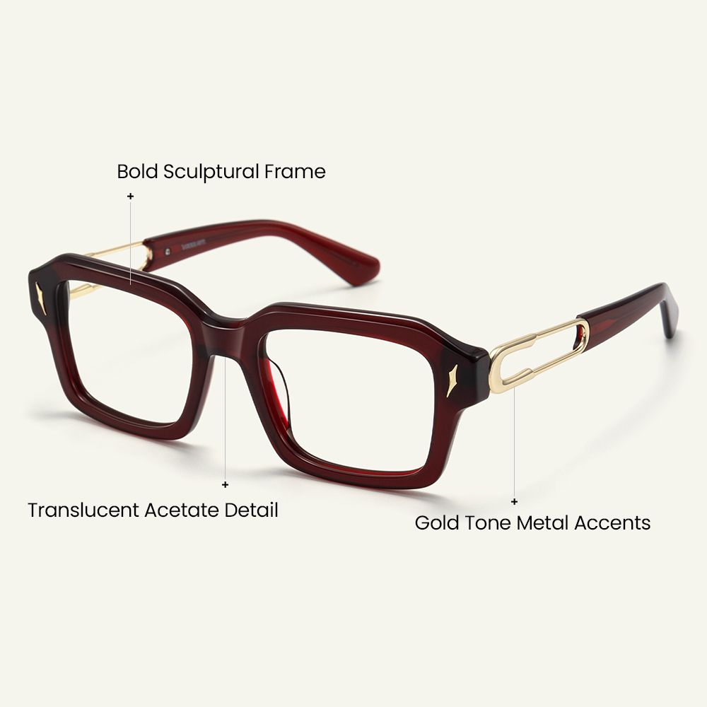 Blindspot - Square Red Eyeglasses craft details