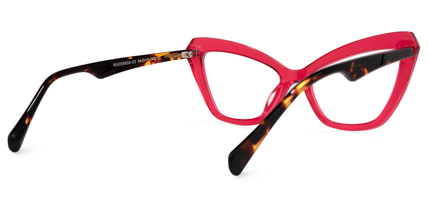 Shaneika - Cat Eye Red Eyeglasses | Vooglam Side View