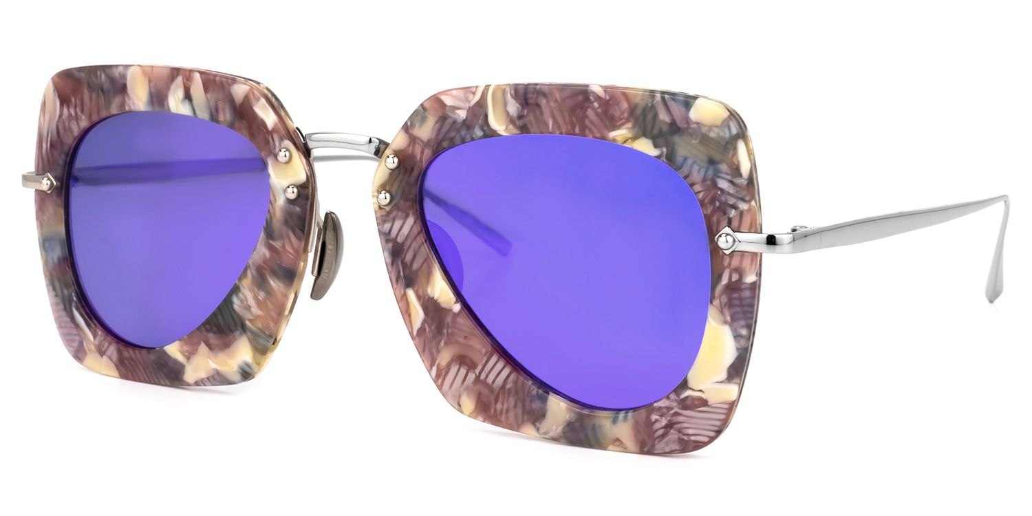 Square Purple Sunglasses | Vooglam.com Front View