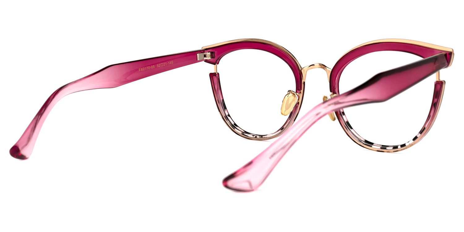 Retro Bohemian Round Cateye Pink Glasses Vibrant Vibe | Vooglam Side View