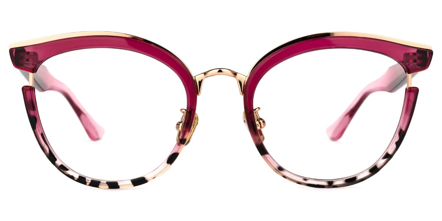 Retro Bohemian Round Cateye Pink Glasses Vibrant Vibe | Vooglam Angle View