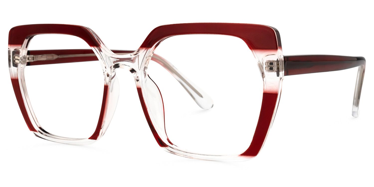 Miranda - Square Red Eyeglasses | Vooglam Front View