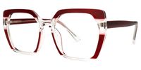 Miranda - Square Red Eyeglasses | Vooglam Front View