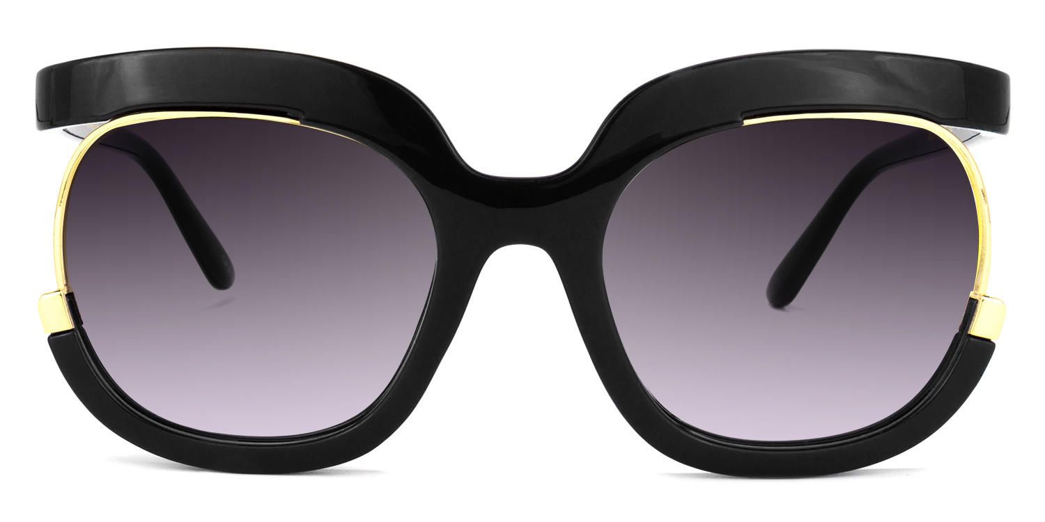 Round Black Sunglasses | Vooglam.com Angle View