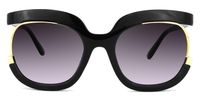 Round Black Sunglasses | Vooglam.com Angle View