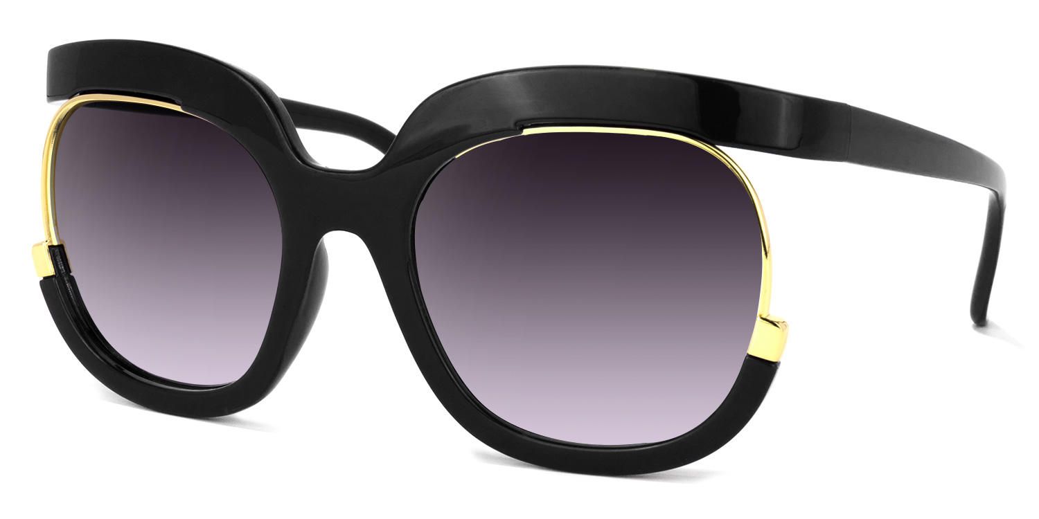 Round Black Sunglasses | Vooglam.com Front View
