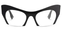Kelly - Black Half Frame Cat eye Eyeglasses | Vooglam Angle View