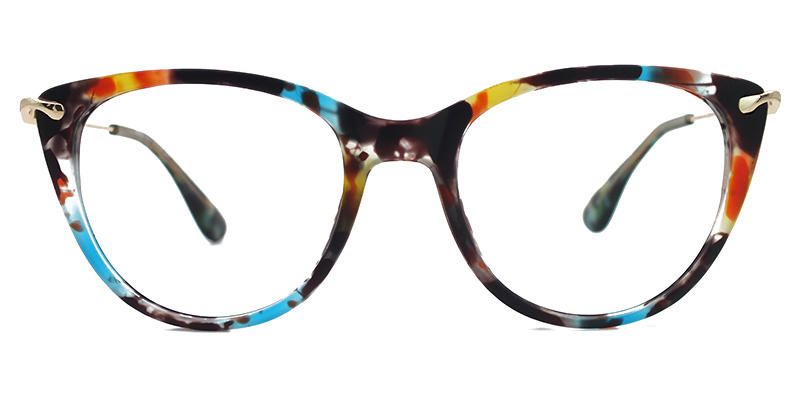 Clement Unisex Floral Titanium Cat Eye Glasses - Angle View