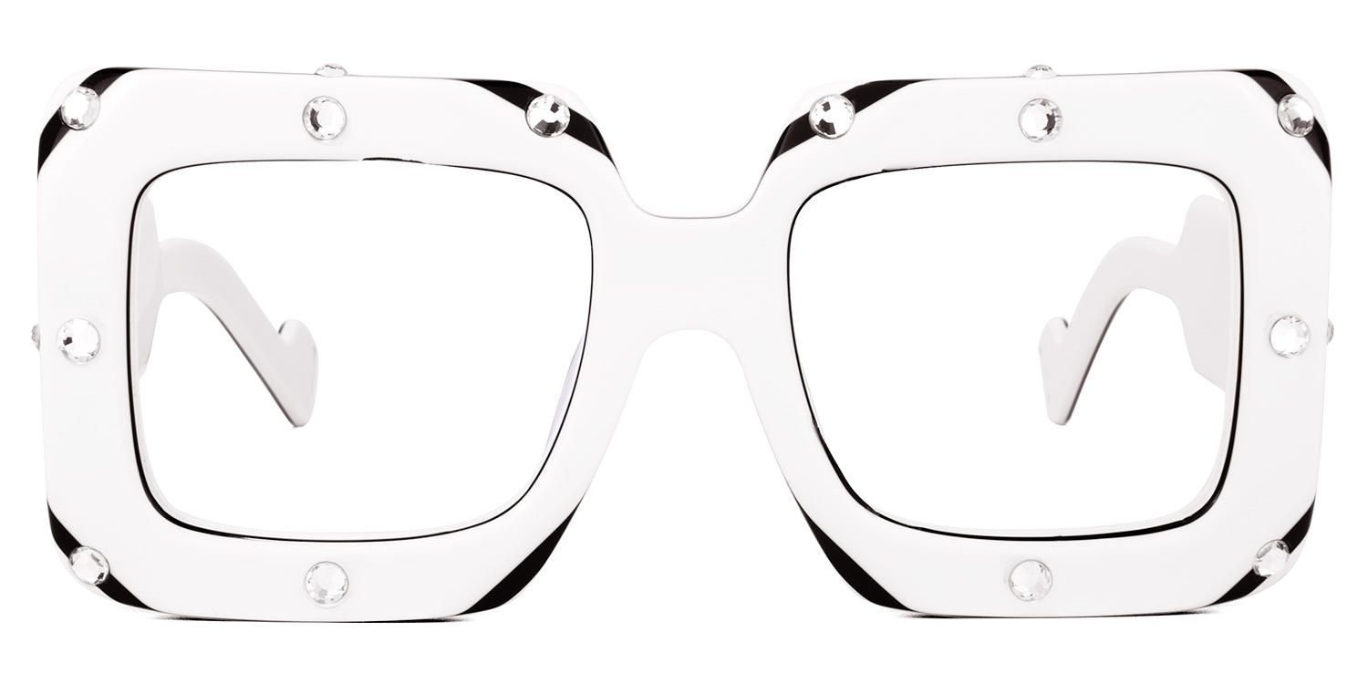 Square White Eyeglasses | Vooglam.com Angle View