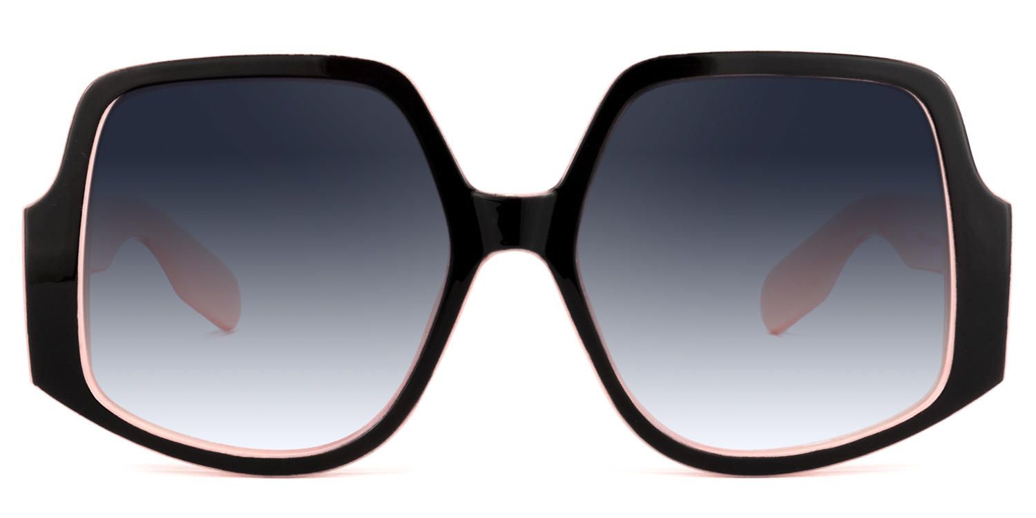 Geometric Black/Pink Sunglasses | Vooglam.com Angle View