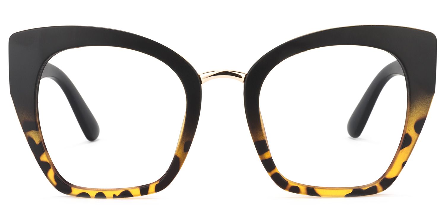 Cat Eye Gold/Tortoise Eyeglasses by Vooglam.com - Angle View