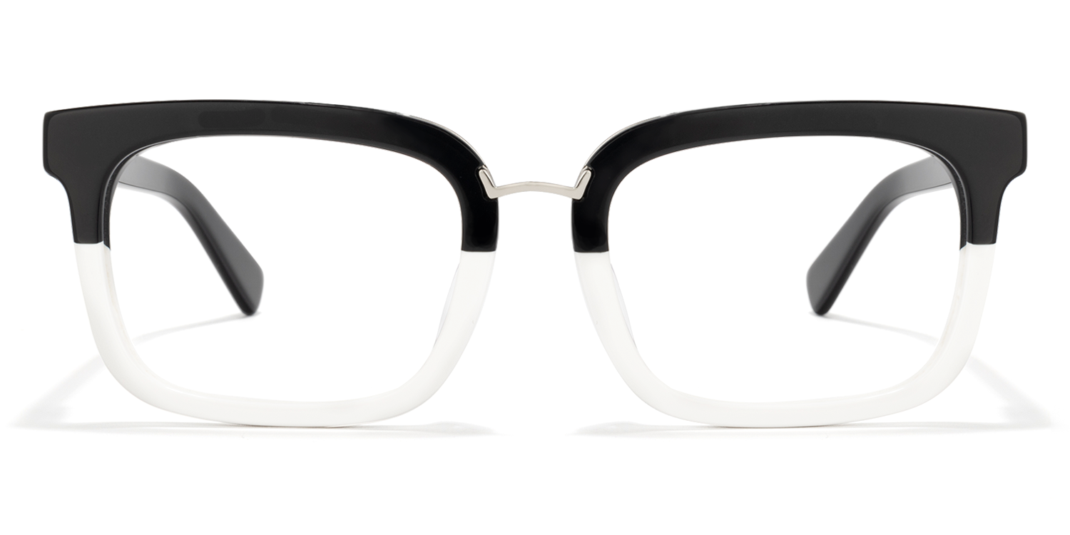 Chic Rectangle Black/White Eyeglasses│Vooglam Optical Glasses Angle View
