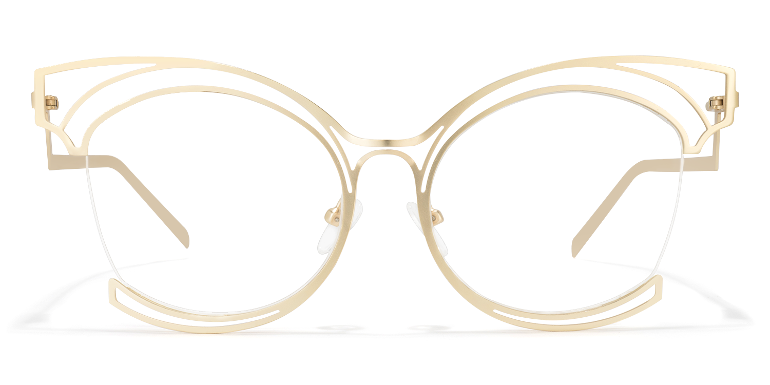 Maggie - Cat Eye Gold Eyeglasses │Vooglam Angle View