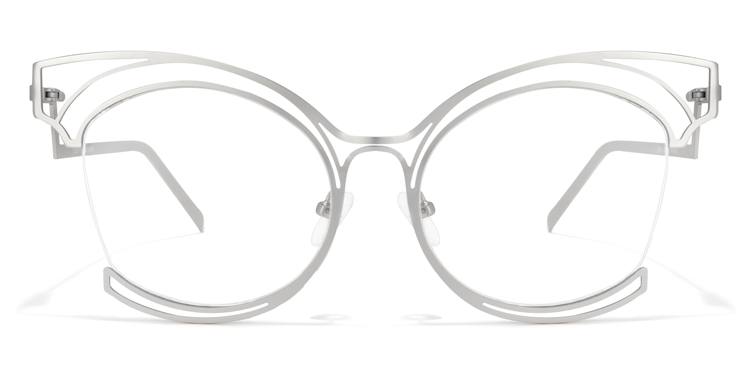 Maggie - Cat Eye Silver Eyeglasses | Vooglam Angle View