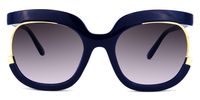 Round Dark/Blue Sunglasses | Vooglam.com Angle View