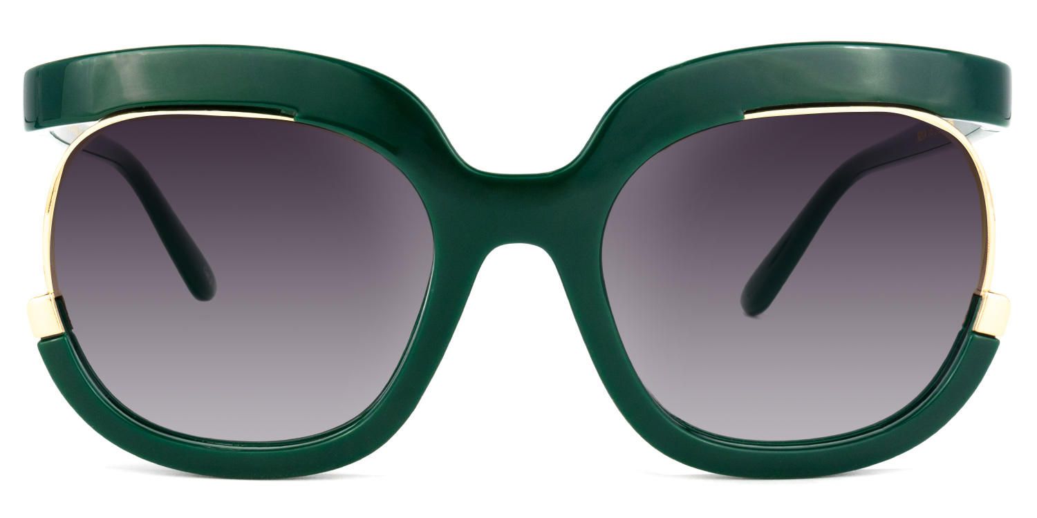 Round Dark/Green Sunglasses | Vooglam.com Angle View
