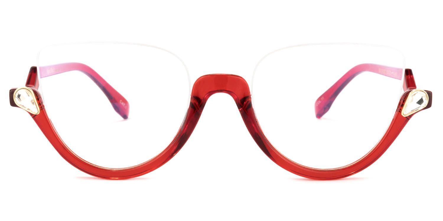 Sylvia - Cat Eye Red Eyeglasses | Vooglam Angle View