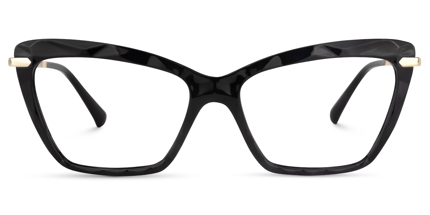 Annie - Elegant Black Rectangle Frame Eyeglasses | Vooglam Angle View