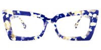 Sarah - Rectangle Blue Floral Eyeglasses | Vooglam Angle View