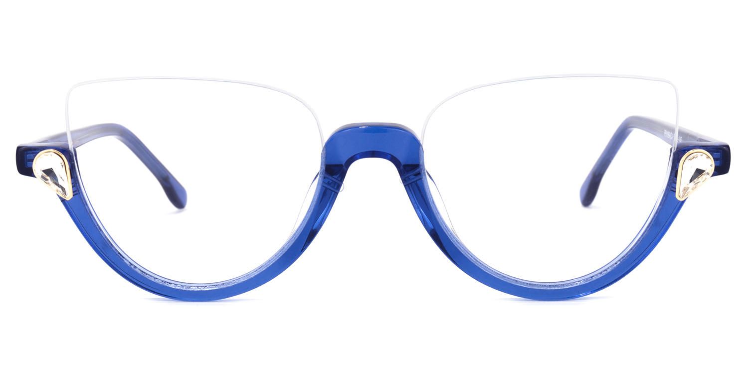 Sylvia - Cat Eye Blue Eyeglasses | Vooglam Angle View