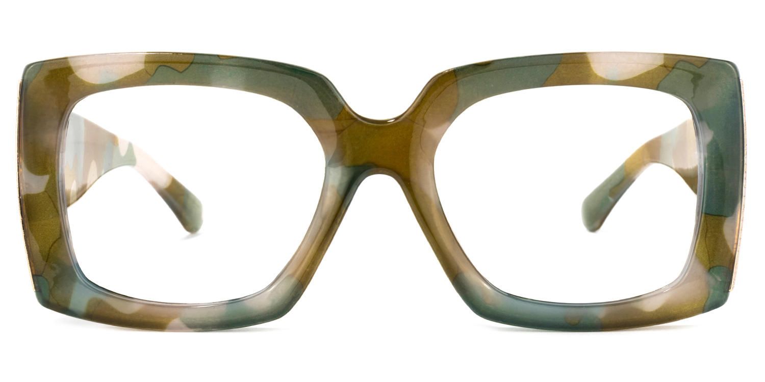 Borislav - Oversized Olive Green Frame Glasses | Vooglam Angle View