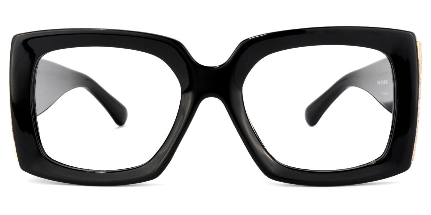 Borislav - Oversized Black Rectangle Glasses | Vooglam Angle View