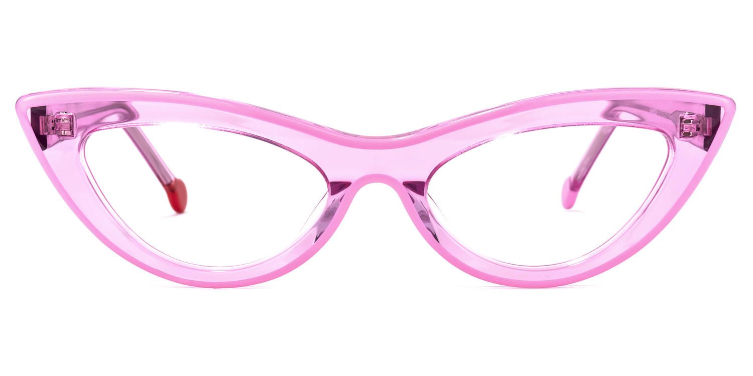 Cat Eye Pink Eyeglasses | Vooglam.com Angle View