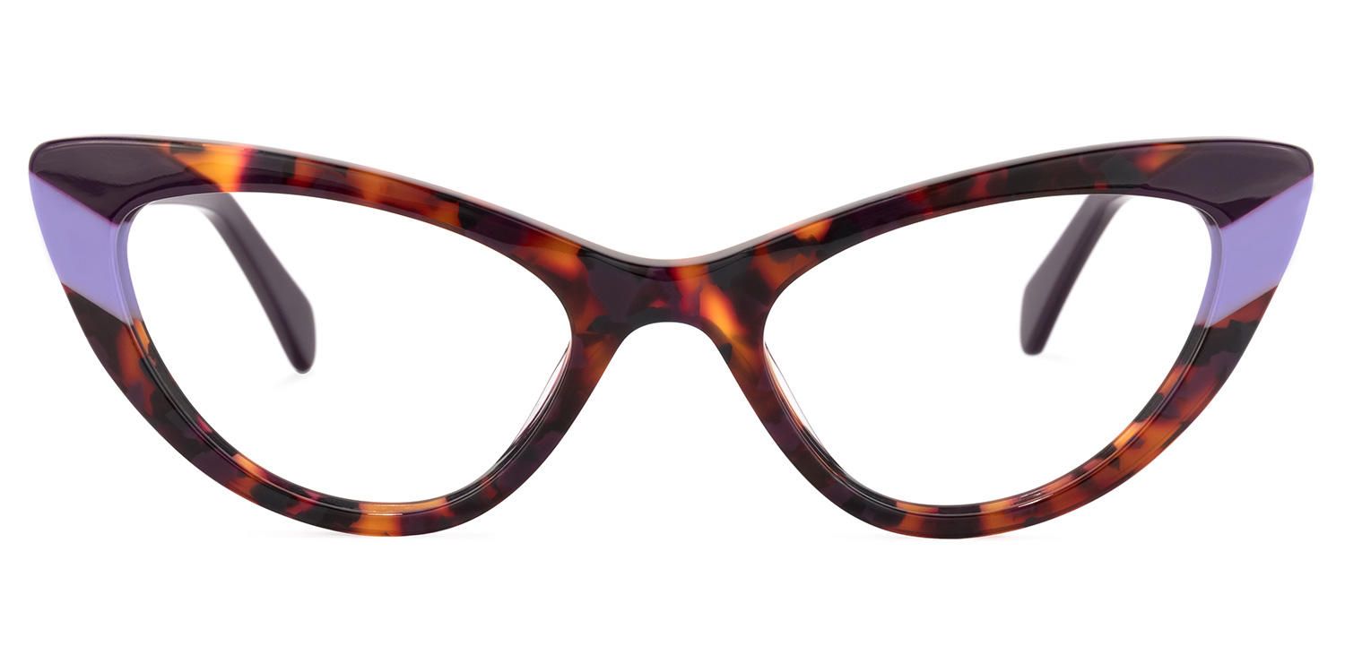 Pamela - Cat Eye Purple/Tortoise Eyeglasses | Vooglam Angle View