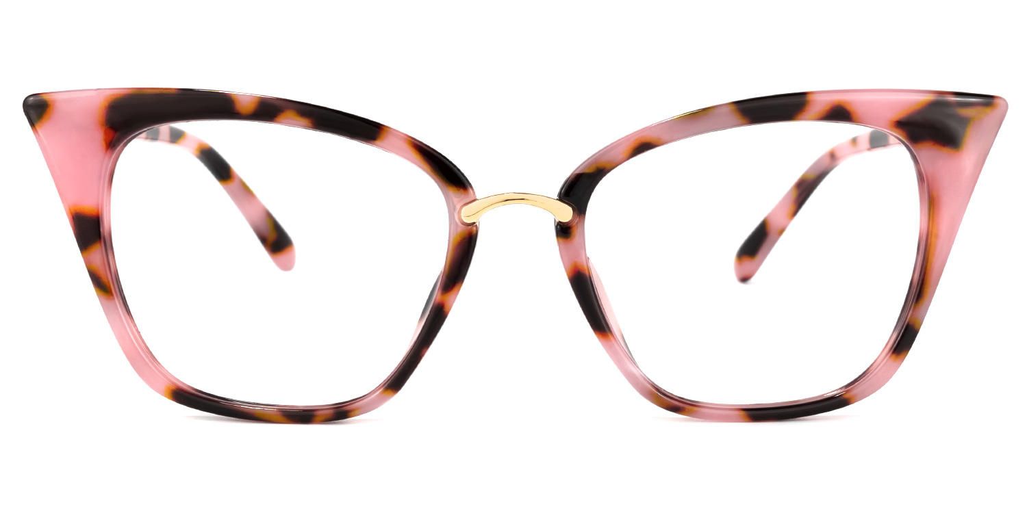 Tacita - Pink Tortoiseshell Cat-Eye Glasses Boho Flair | Vooglam Angle View