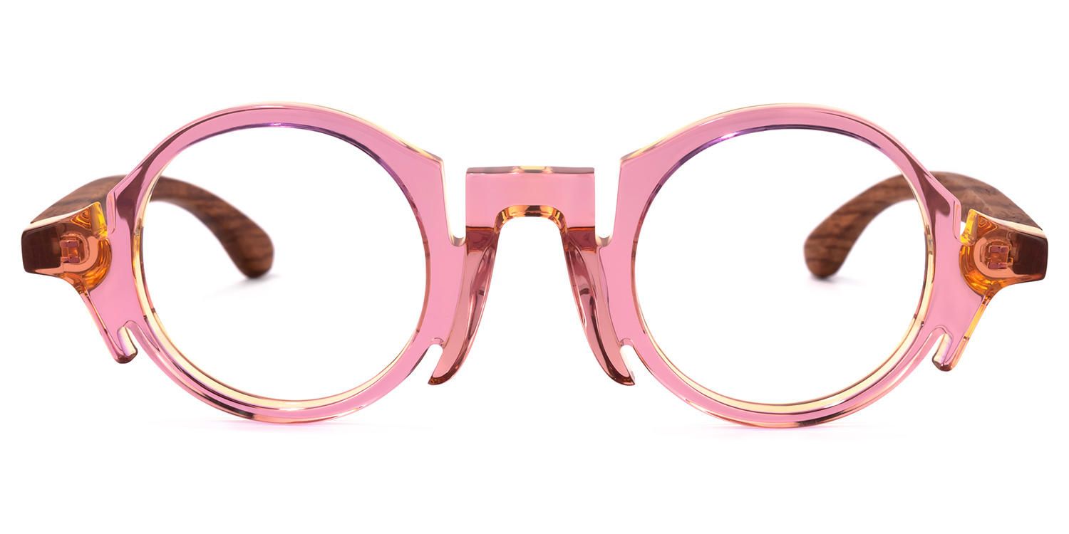 Shelley - Round Pink Eyeglasses | Vooglam Angle View