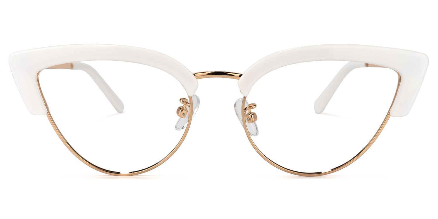 Faith - Cat Eye White Eyeglasses │ Vooglam Angle View