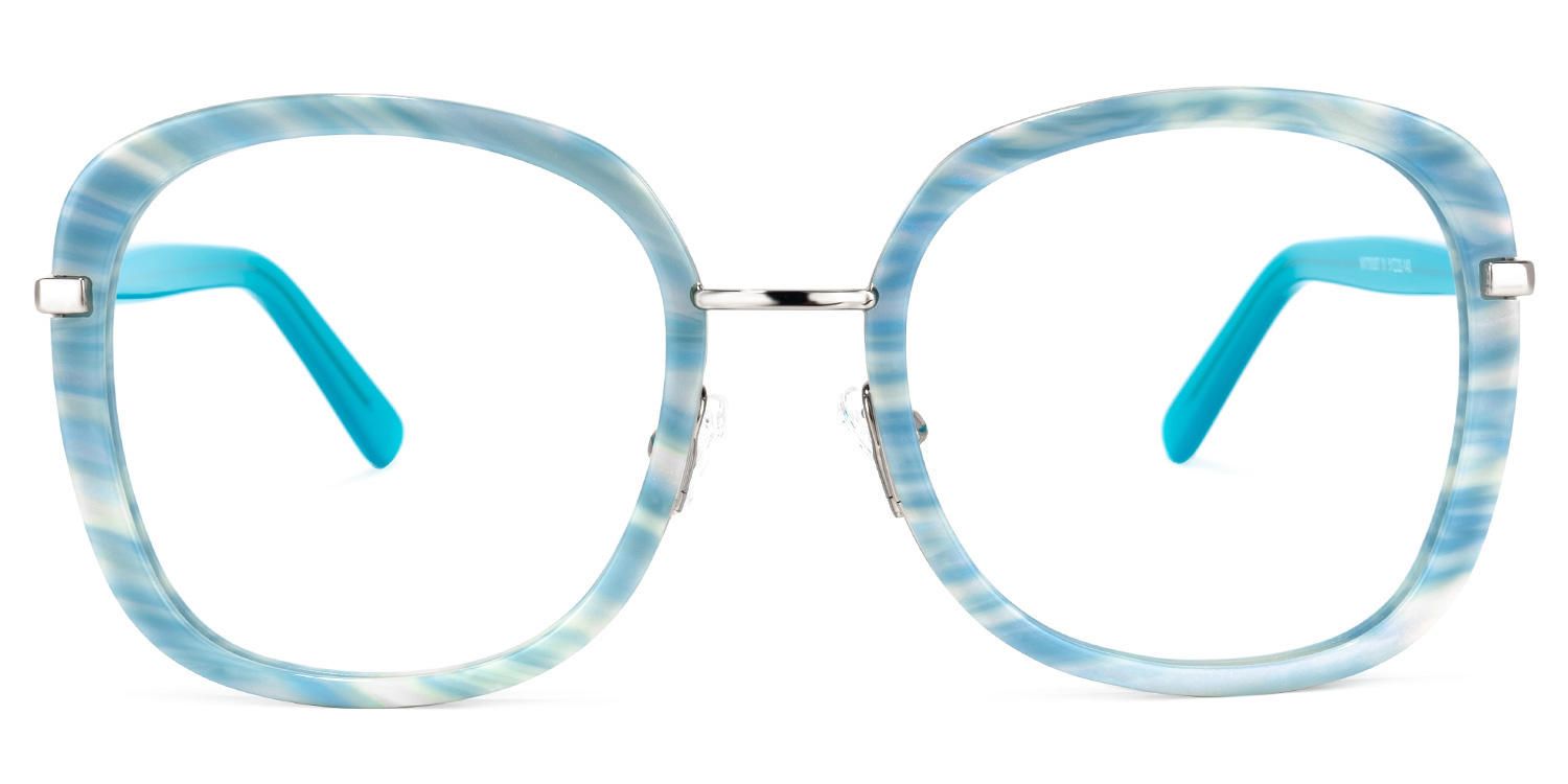 Square Light/Blue Eyeglasses | Vooglam.com Angle View